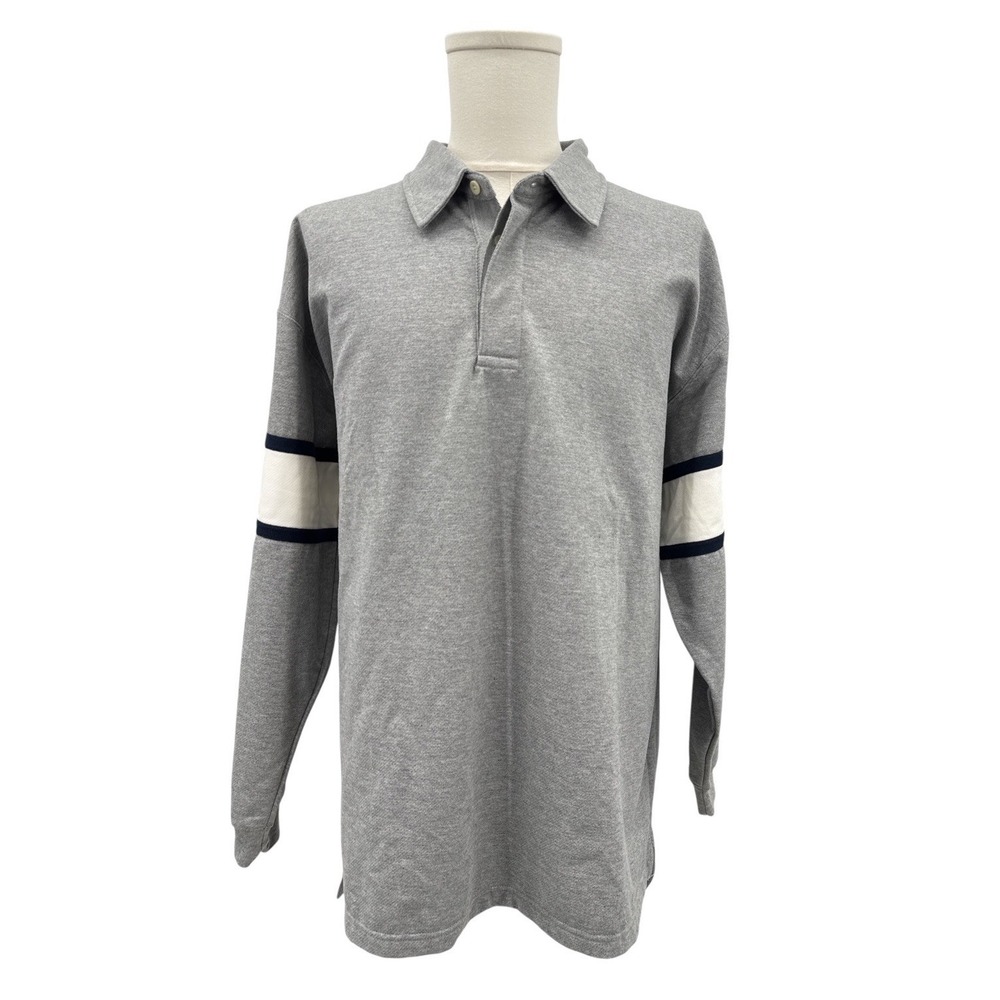 Roundtree & Yorke Mens XXL Rugby Shirt Gray Heather Long Sleeve NWT Pique Knit